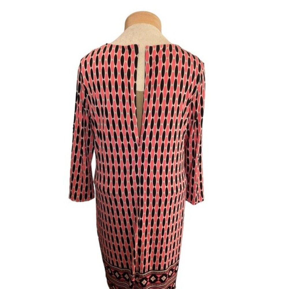 Michael Kors Coral Black‎ Geometric Sheath Dress Large 3/4 Sleeve Office - Picture 5 of 14